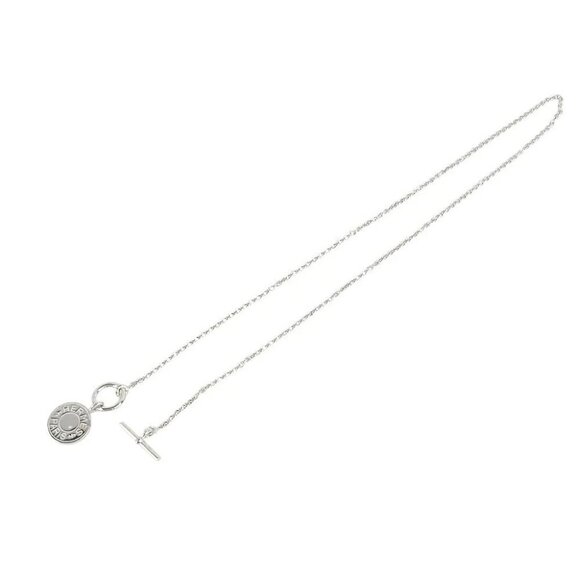 HERMES Amulet Round Toggle Necklace 16" Silver 925 Auth w/Box #5967 - Picture 2 of 8